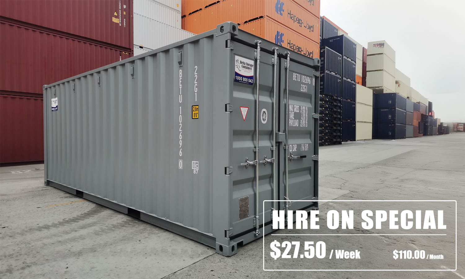 20ft container hire for less than a cop of coffee per day!