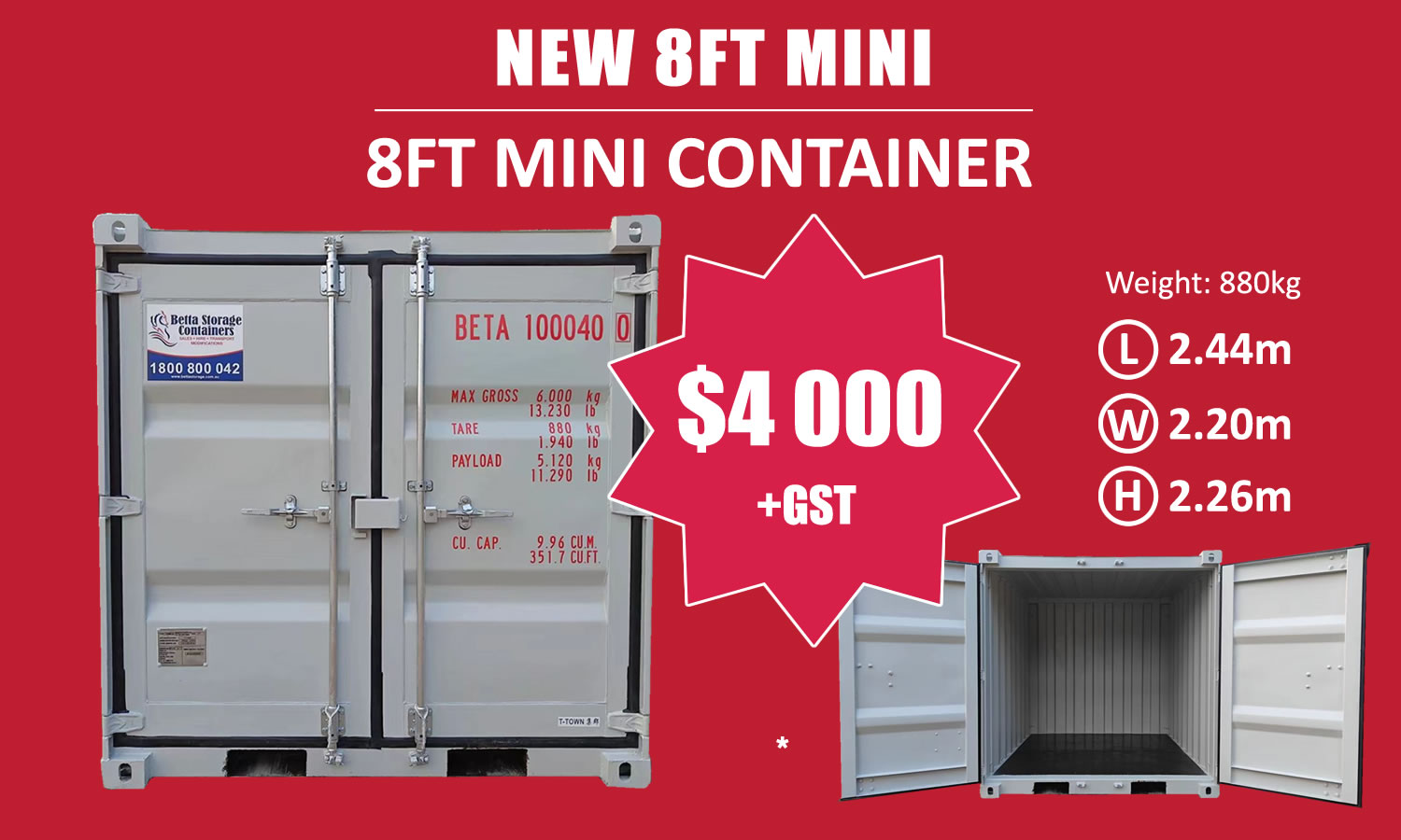 8ft mini container for sale in QLD