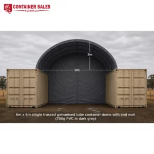 6x6m container dome shelter with end wall, with end wall, for sale QLD